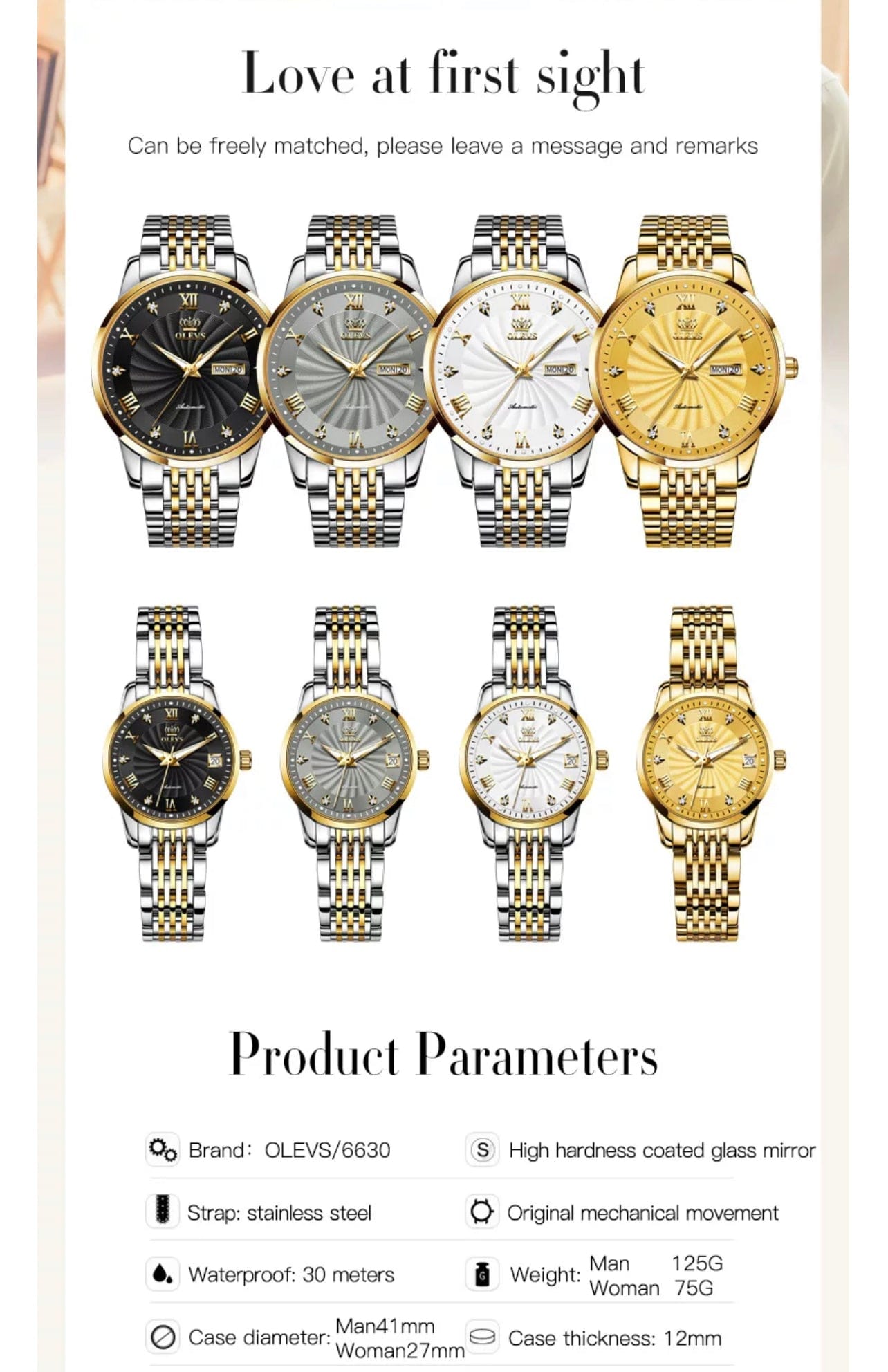 OLEVS 6630 Luxury Couple's watches. - JZsLifestyle